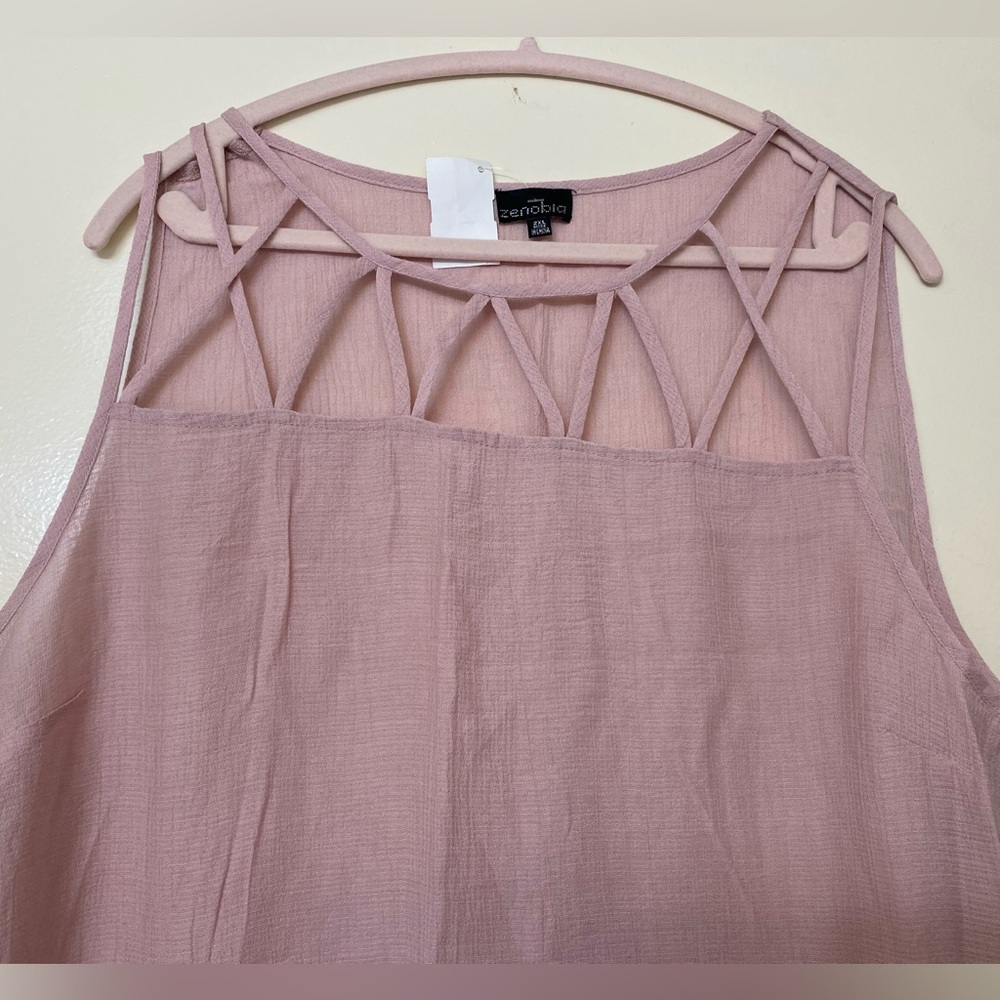 Mauve Tank Top with Lattice Detail - Picture 3 of 5